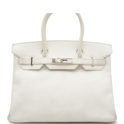 Hermes Birkin 30 White Silver Epsom Handbag