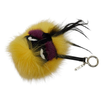 Fendi Monster Bag Charm Key Holder Yellow Black Fa Leather