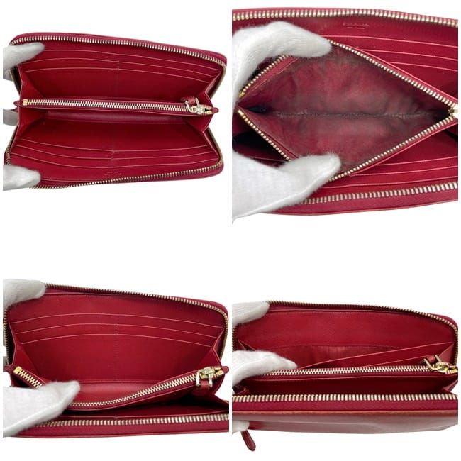 Prada Round Zipper Long Wallet Red 1m0506 Wallet Saffiano