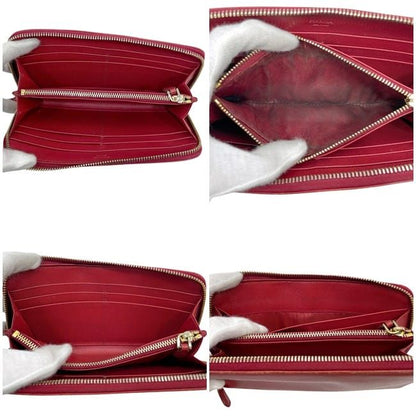 Prada Round Zipper Long Wallet Red 1m0506 Wallet Saffiano
