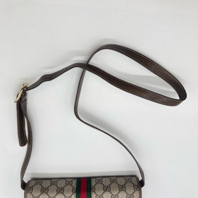 Gucci 66 02 014 Shoulder Bag Brown Sherry Line GG Supreme Canvas PVC Leather