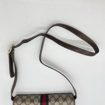 Gucci 66 02 014 Shoulder Bag Brown Sherry Line GG Supreme Canvas PVC Leather