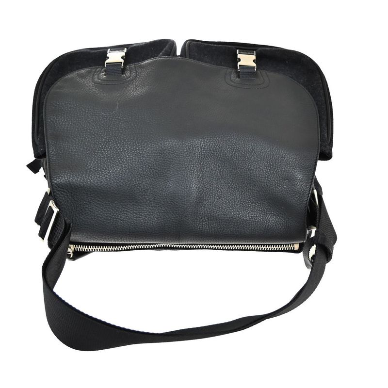 Prada Shoulder Bag Wool Leather Black 76ka954