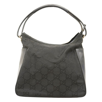 Gucci Shoulder Bag GG Nylon 001 3766 Nylon Black Silver Hardware Women