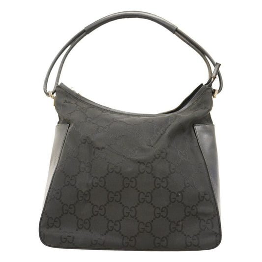 Gucci Shoulder Bag GG Nylon 001 3766 Nylon Black Silver Hardware Women