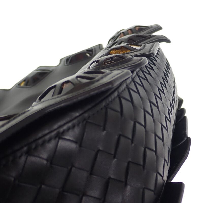 Bottega Veneta Loop Shoulder Bag Handbag Leather Black Ladies Classy Gift [AB