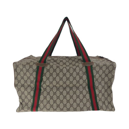 Gucci Vintage Old Gucci Sherry Line Beige GG Supreme Canvas Boston Bag Handbag