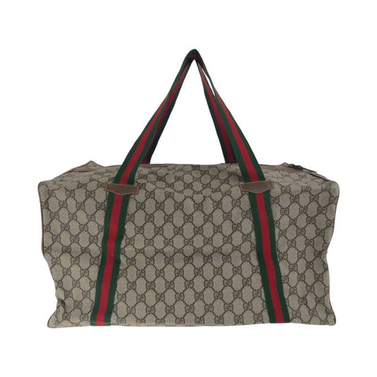 Gucci Vintage Old Gucci Sherry Line Beige GG Supreme Canvas Boston Bag Handbag