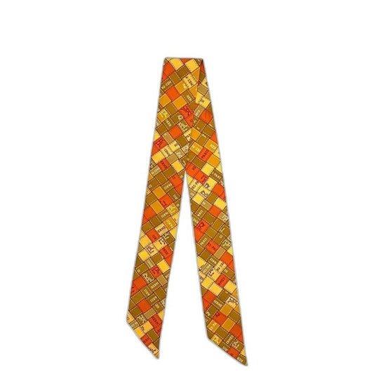 Hermes Ribbon Twilly Orange Cleaned Scarf
