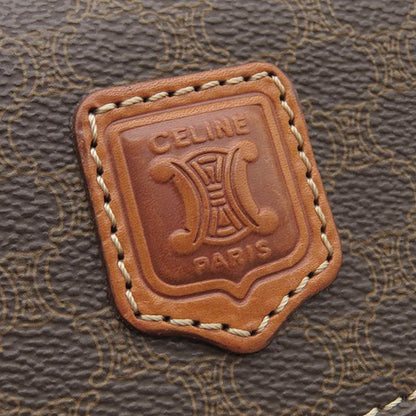 Celine Handbag Macadam Half Moon PVC Leather Brown Gold Hardware Brown Mini