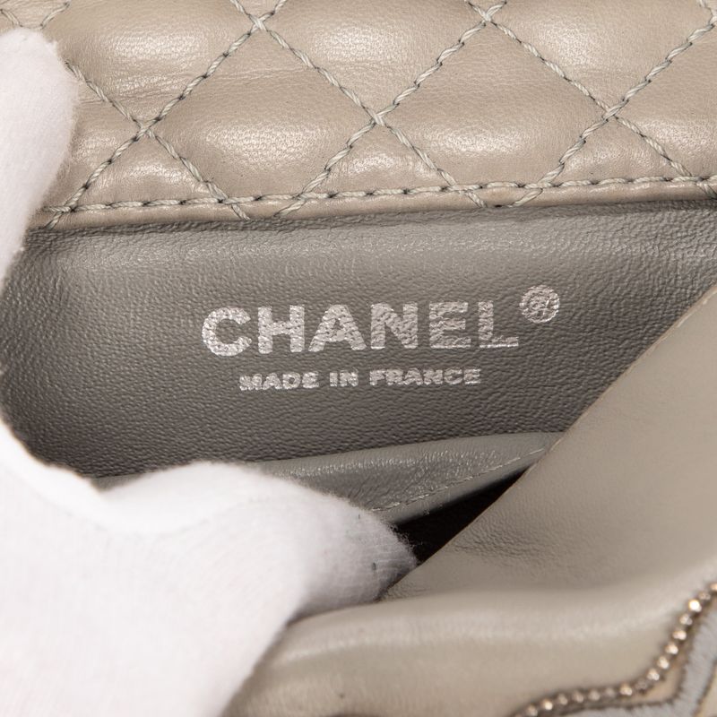 Chanel "timeless Flower Embroidery" Light Green Lambskin Leather A