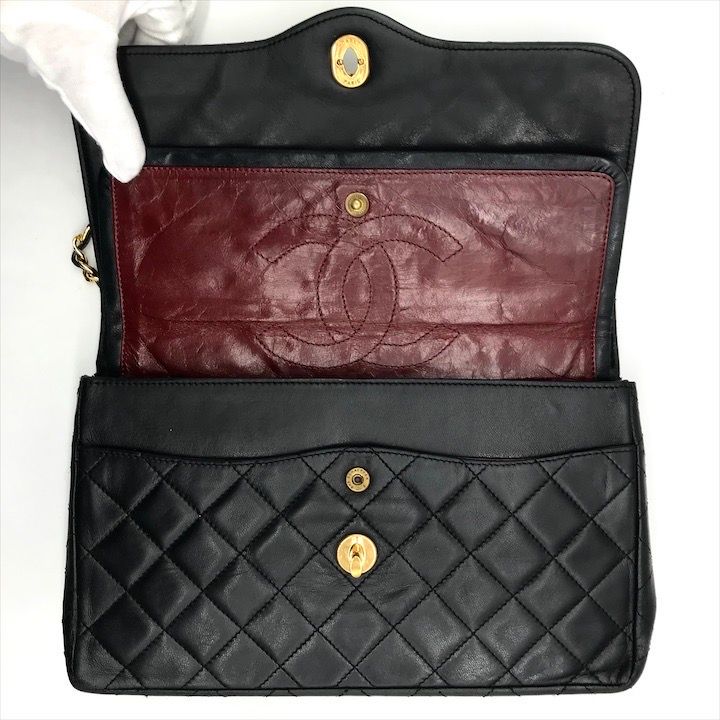 Chanel CC Logo Quilted Lambskin Limited Edition Double Flap Chain Shoulder Bag