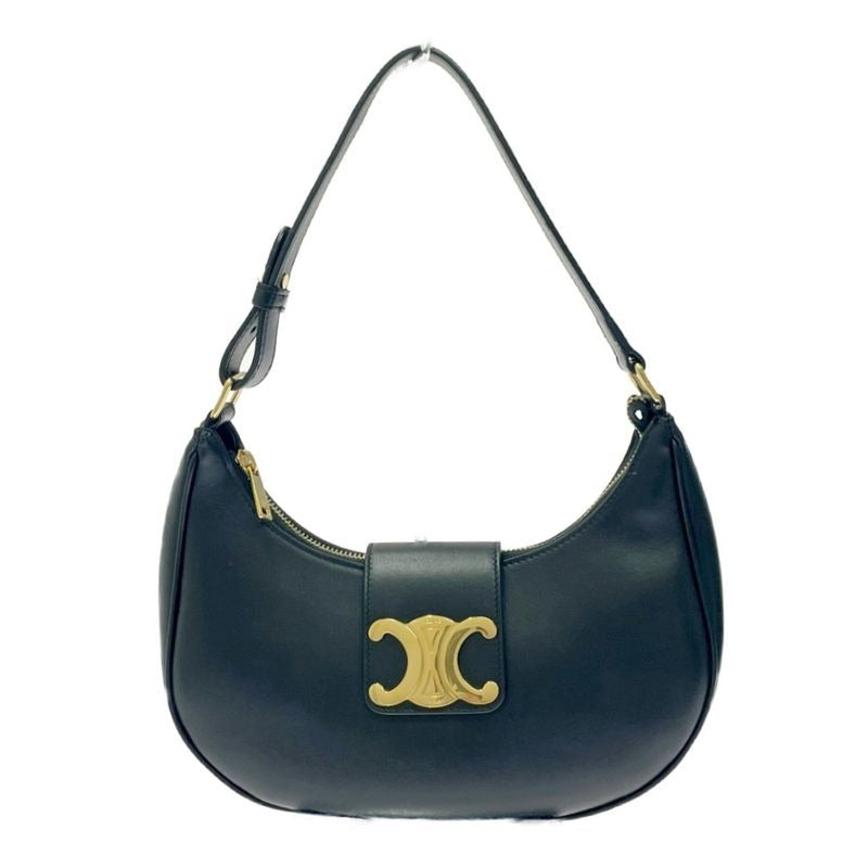 Celine Leather Triomphe Ava Shoulder Bag Black
