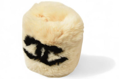 Chanel Bangle Lapin Rabbit Fur Chanel Coco Mark Fur Cufflinks Bracelet Wristband