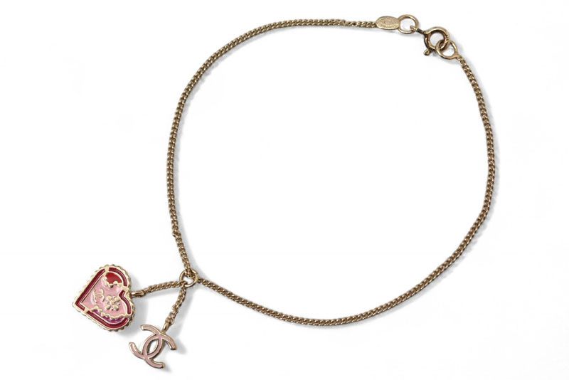 Chanel Bangle Chain Bracelet Chanel CC Coco Heart Pink Gold 05