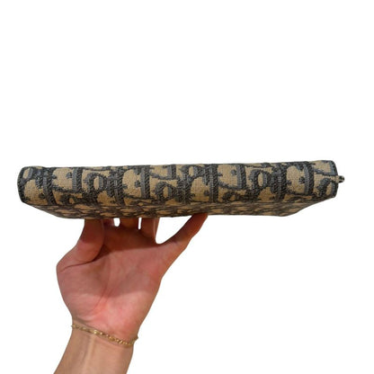 DIOR 10-bo-0252 Oblique Jacquard Long Wallet Unisex Navy -