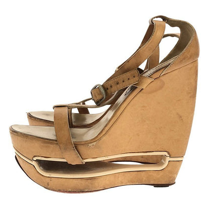 Celine - Wedge Sole Ankle Strap Sandals - Beige - Women's