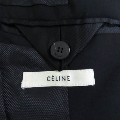 Celine 2 8T43 460A 100% Wool Front Open Crombie Coat Black 34 Made In France