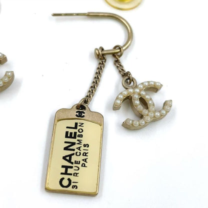 Chanel Plate Logo Catch Broken On One Side GP Gold Earrings
