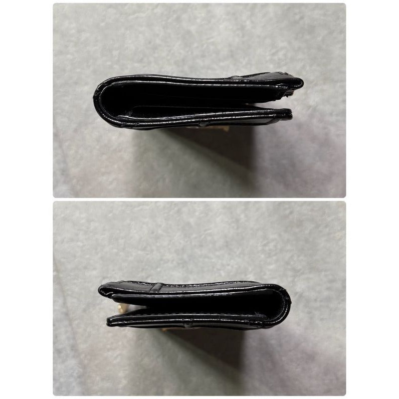 Christian Dior Ama Patent Leather Fold Wallet Card Case Coin Compact — view 7