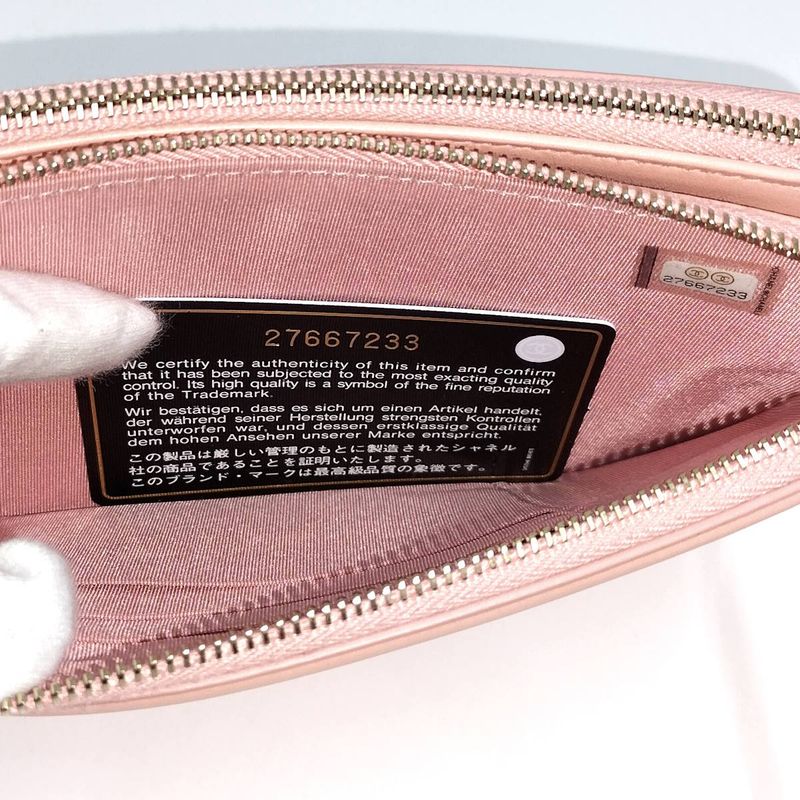 Chanel Chain Wallet Coco Mark Leather Pink A84450