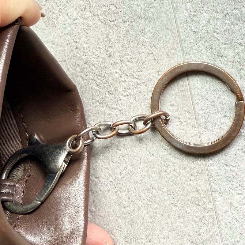 Chanel New Travel Line Coin Case Mini Pouch with Key Ring Leather Canvas Brown