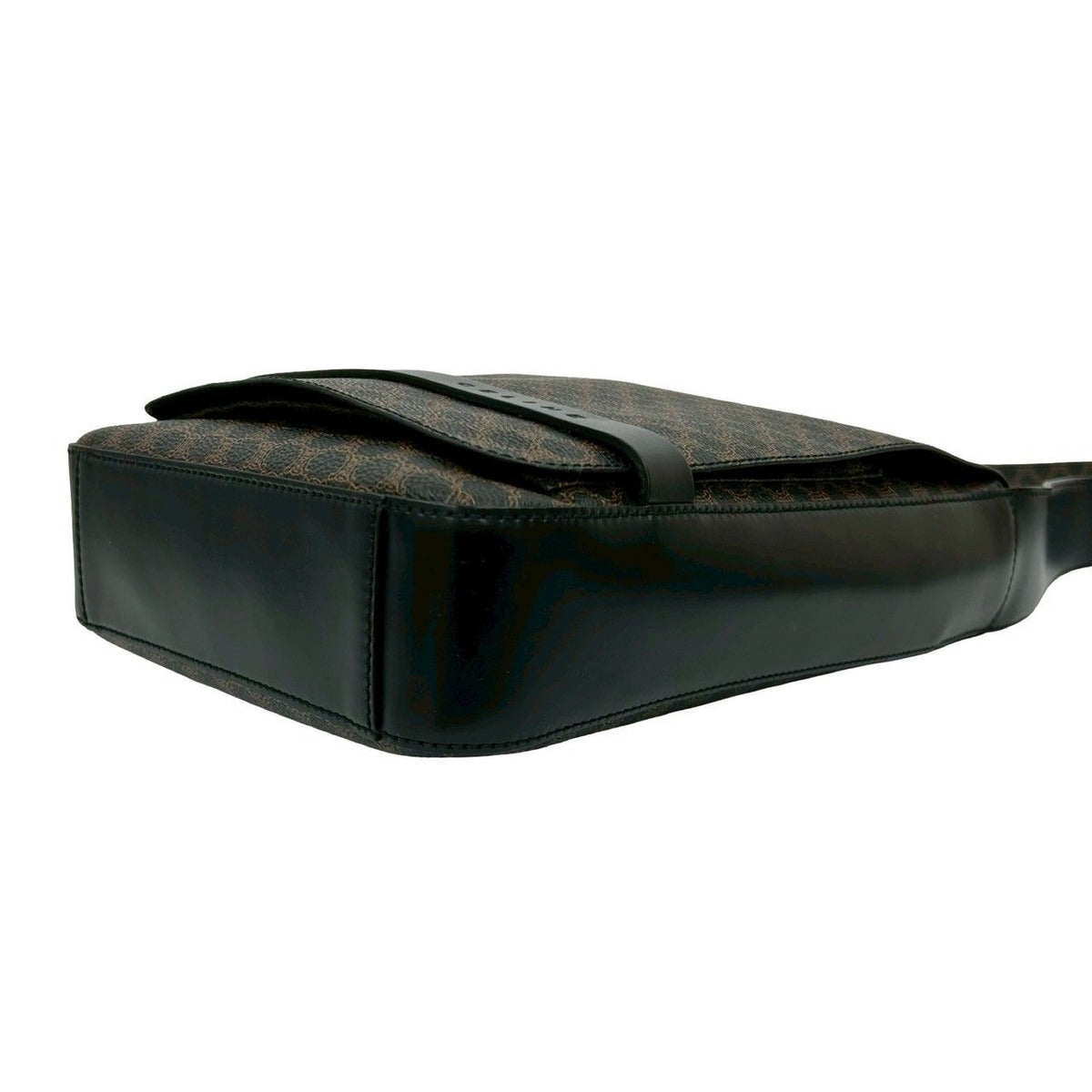 Celine Vintage Macadam Blason Pattern Leather Shoulder Bag Black X Brown — view 8