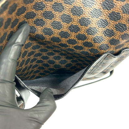 Celine Vintage Macadam Blason Pattern Leather Shoulder Bag Black X Brown — view 10