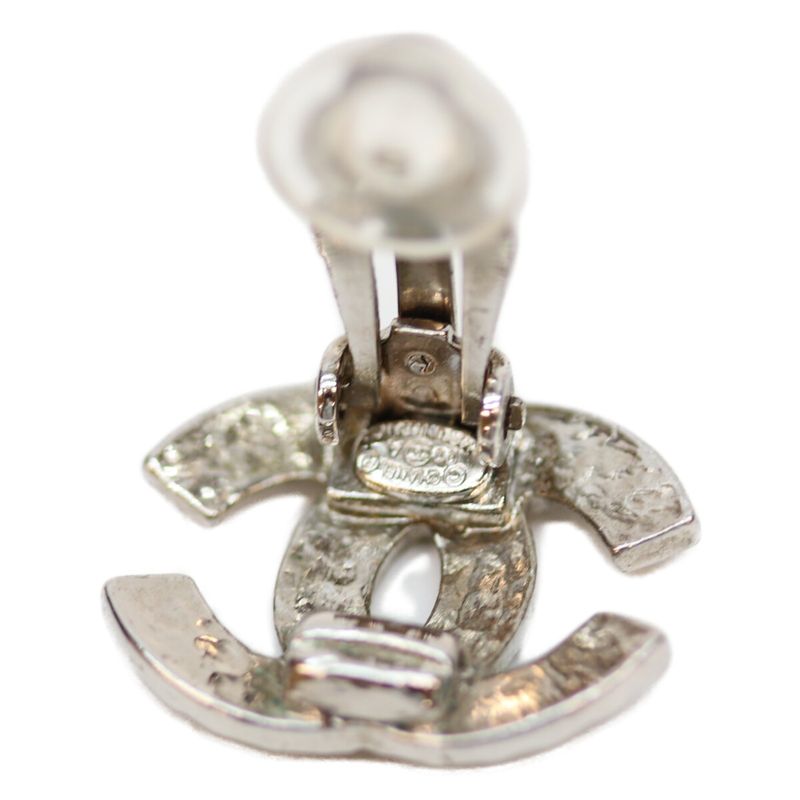 Chanel 00A Silver Coco Mark Lattice Earrings