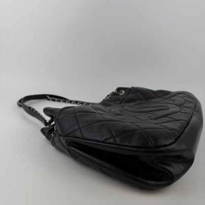 Chanel CC Logo Quilted Shoulder Bag Black Leather Vintage — view 11