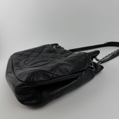 Chanel CC Logo Quilted Shoulder Bag Black Leather Vintage — view 12