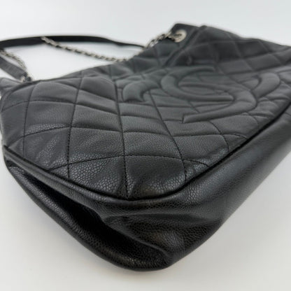Chanel CC Logo Quilted Shoulder Bag Black Leather Vintage — view 13