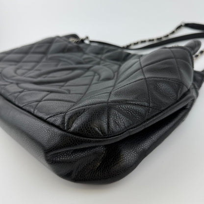 Chanel CC Logo Quilted Shoulder Bag Black Leather Vintage — view 14