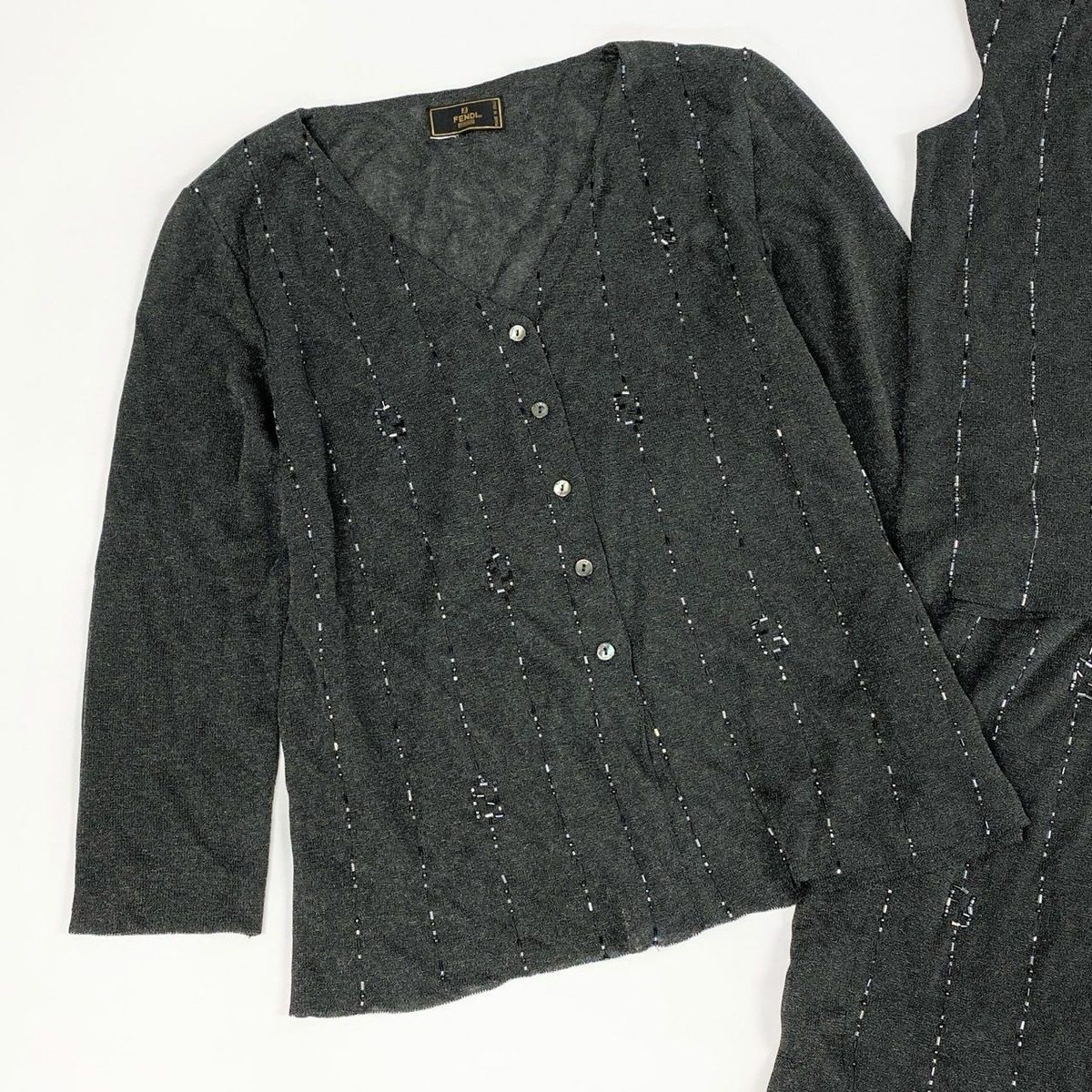 Fendi Vintage Visual Fflogo Knit Set 3 Piece Set 46 Gray Sweater — view 4