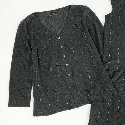 Fendi Vintage Visual Fflogo Knit Set 3 Piece Set 46 Gray Sweater — view 4