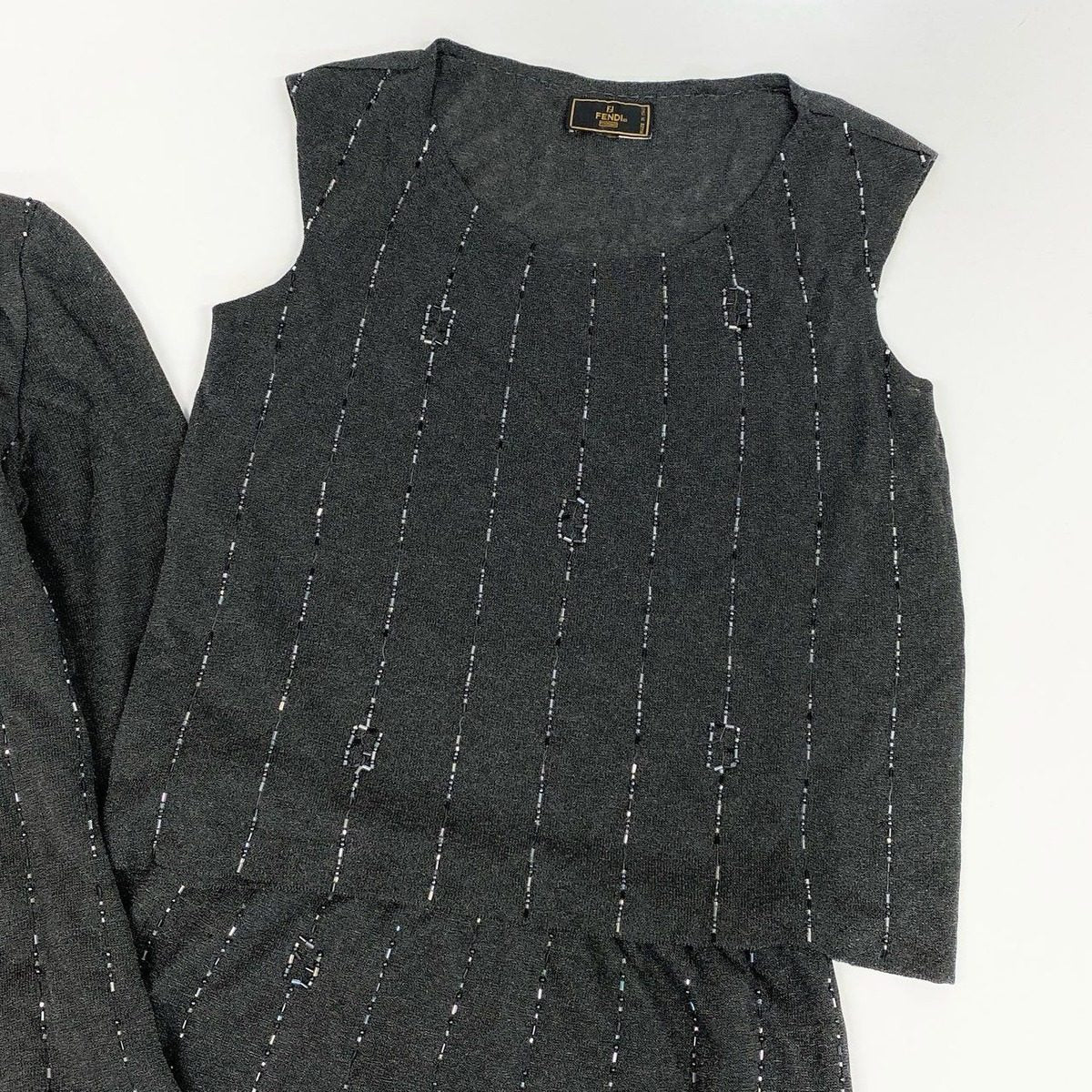 Fendi Vintage Visual Fflogo Knit Set 3 Piece Set 46 Gray Sweater — view 5
