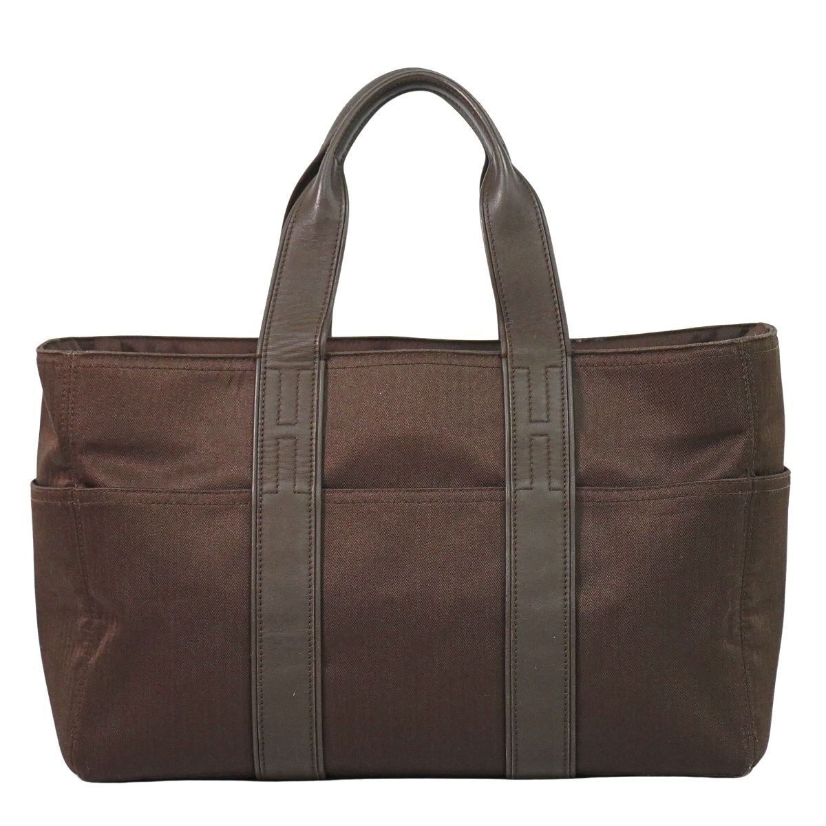 Hermes Acapulco MM Toile Chevron Tote Brown