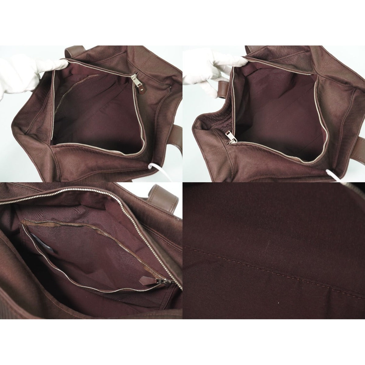 Hermes Acapulco MM Toile Chevron Tote Brown — view 8