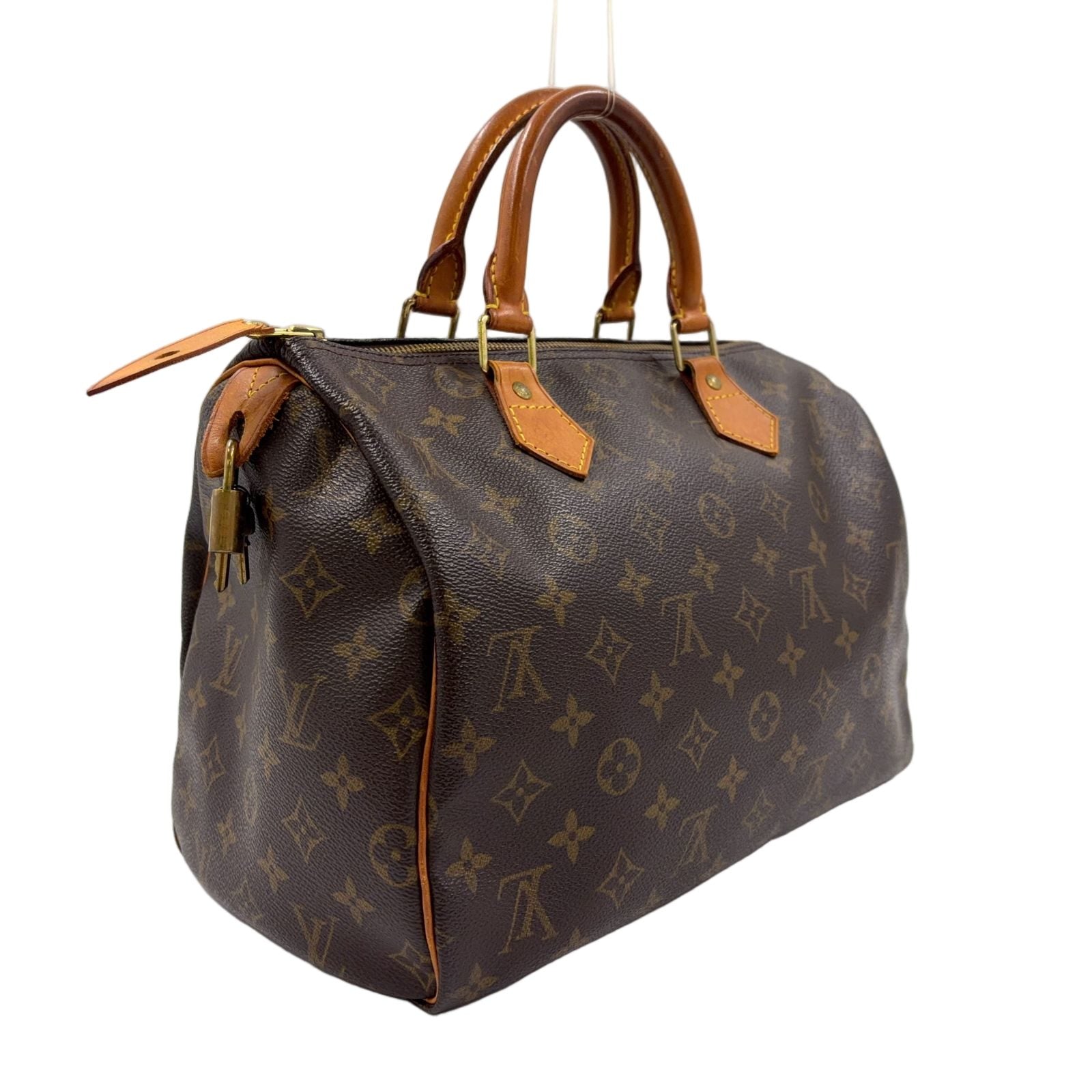 Louis Vuitton Speedy 30 Monogram Leather Brown Light Handbag Gold — view 2