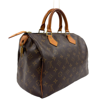 Louis Vuitton Speedy 30 Monogram Leather Brown Light Handbag Gold — view 2