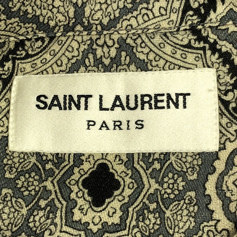 Saint Laurent Paris 19ss Paisley Jacquard Lace-Up Short Sleeve Shirt 548965
