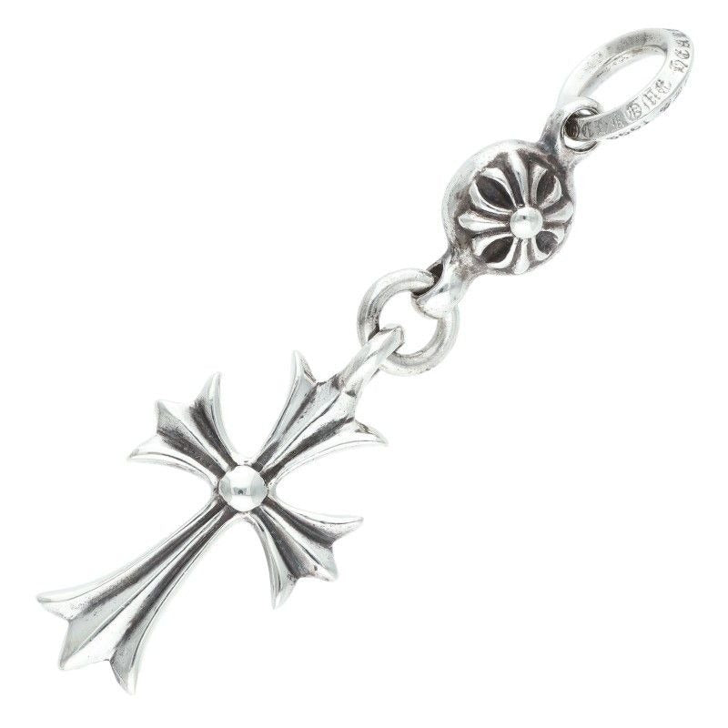 Chrome Hearts Tny CH Crs 1 Ball Tiny Ch Cross Charm Silver Necklace Top