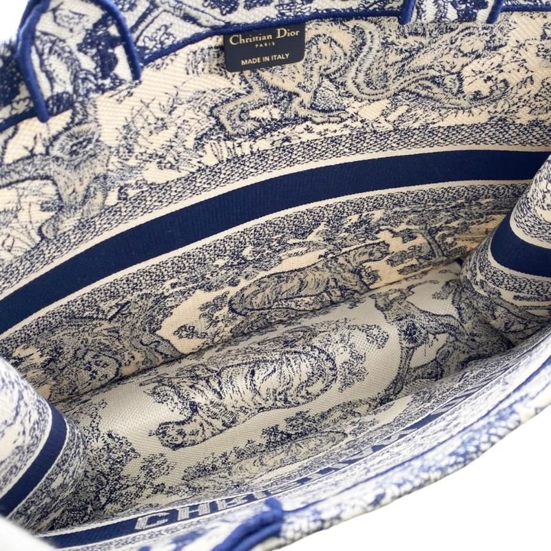 Christian Dior Tote Book Tote Large M1286ztdt Toile de Jouy White Navy Christian