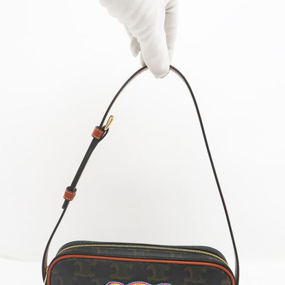 Celine Mini Camera Triomphe Shoulder Bag Pouch Bag Brown Multicolor -