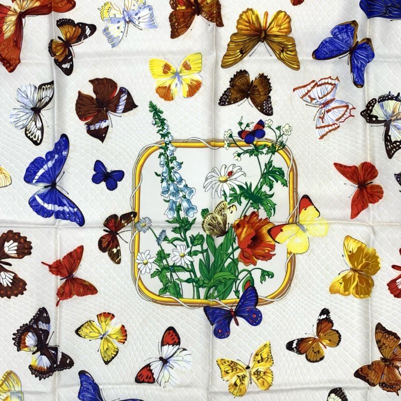 Hermes Carre 90 Farandole Dances Of Provence Blue And Multicolor Scarf Silk