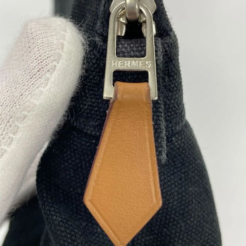 Hermes Bolide Pouch 15 Canvas Pouch Black Made In France