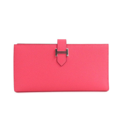 Hermes Bearn Souffle Rose Azalea Epsom Silver