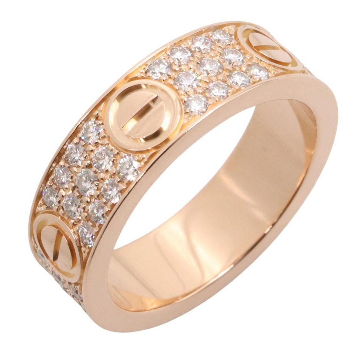Cartier Ring Love Pave Diamond 18k Pink Gold