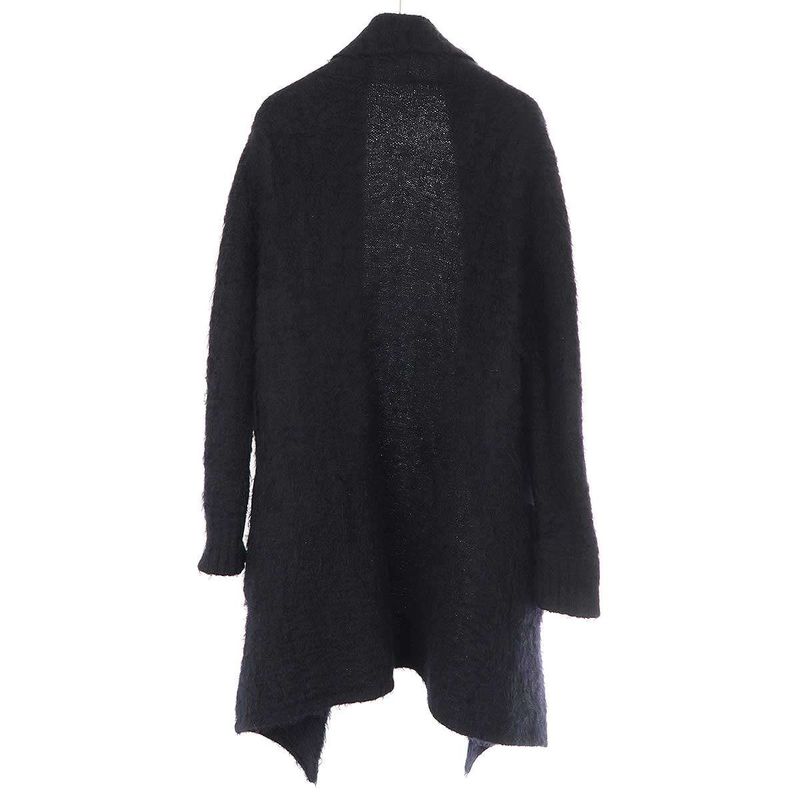 Hermes Mohair Knit Gown Coat Black 40
