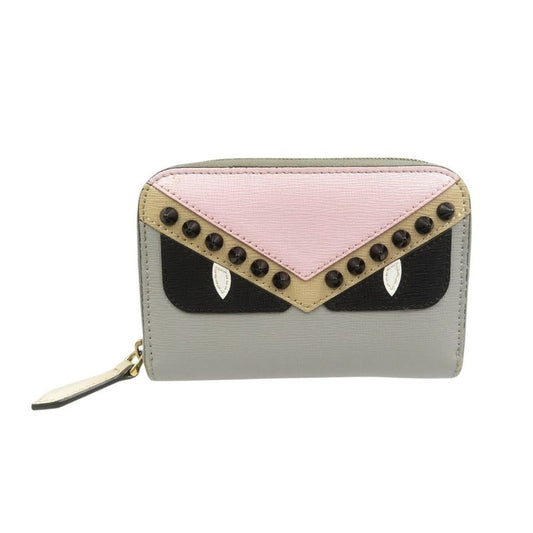 Fendi Monster Bugs Eye 8 M0313 9 HF F10 Y0 Leather Gold Hardware Gray Beige Pink